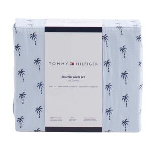 New Tommy Hilfiger Full size Sheet Set Palm Trees 4 pc Blue. Cotton